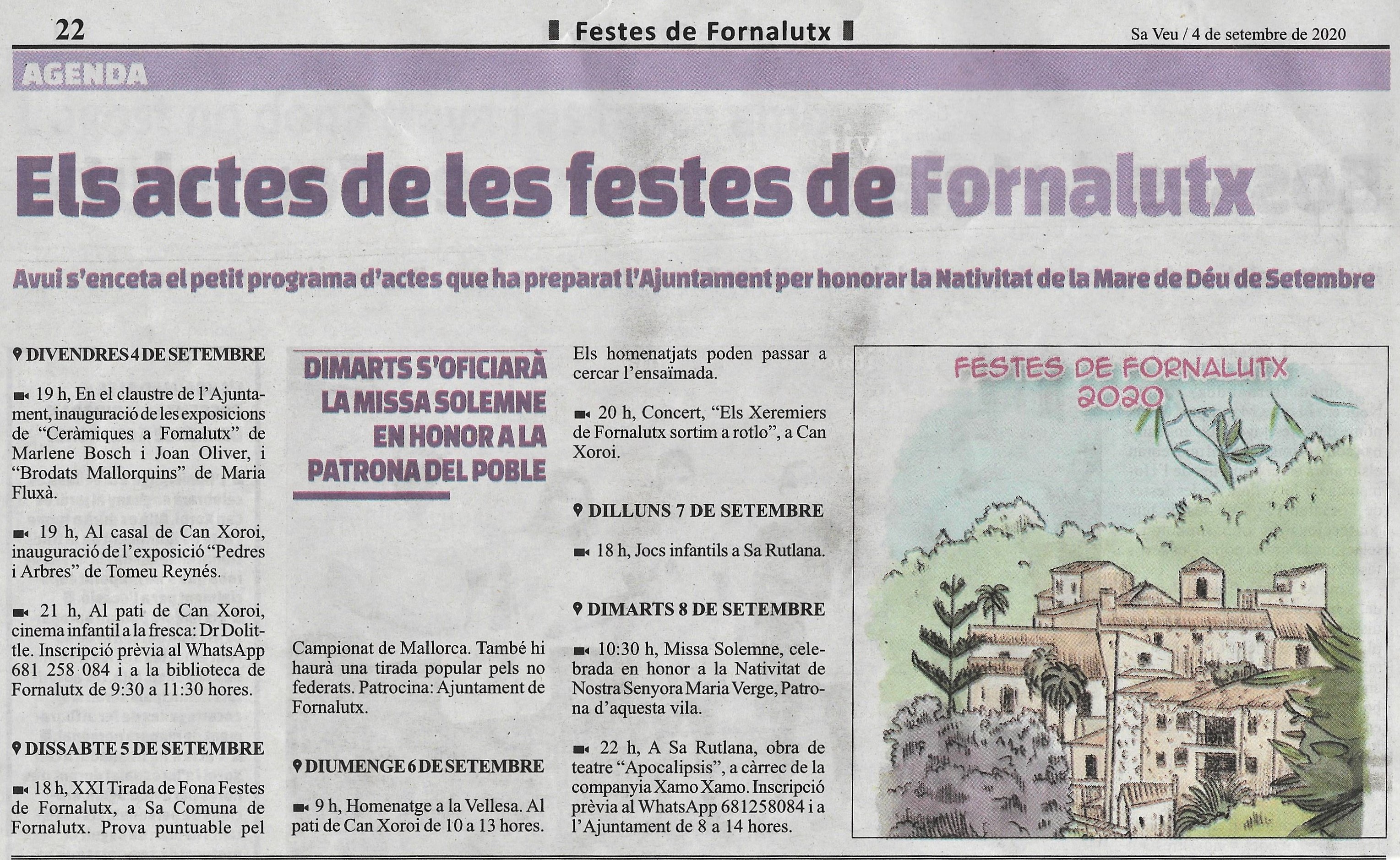 Programa Festes Fornalutx - 2020.