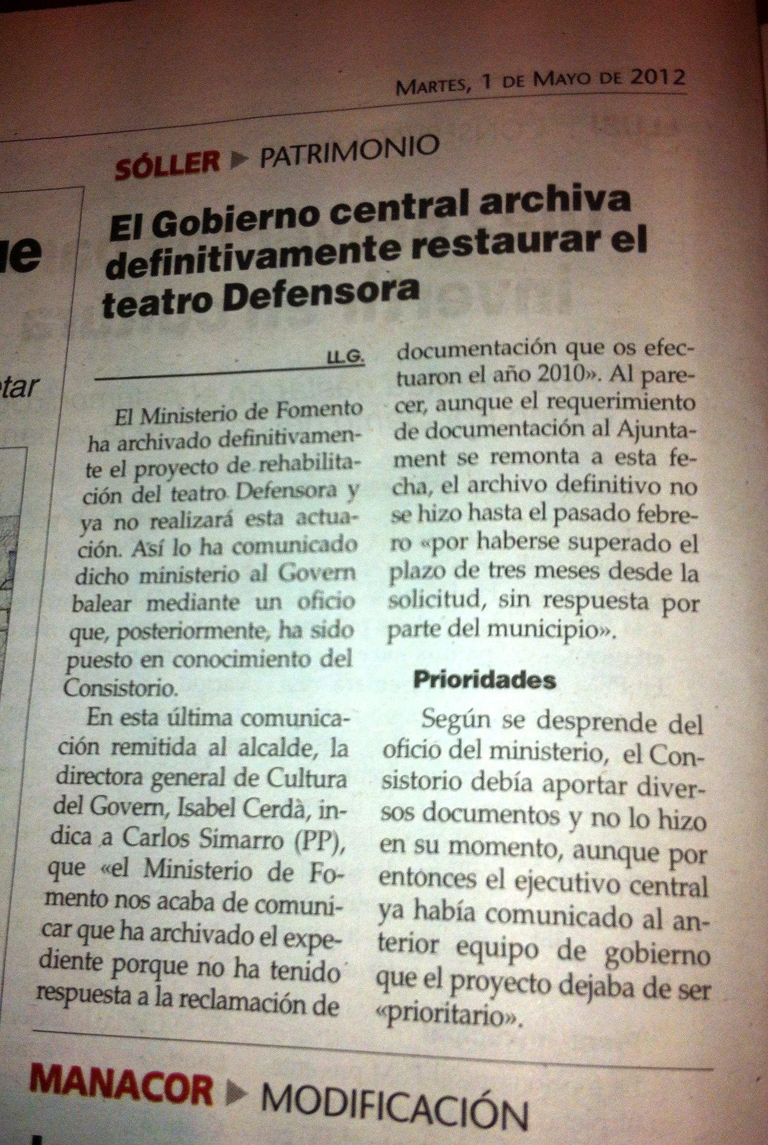Ultima Hora 01-05-2012